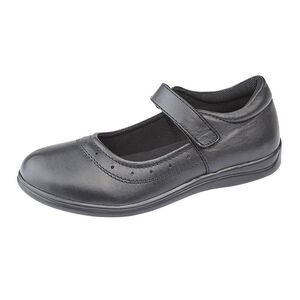 Roamers Childrens Girls Touch Fastening Leather School Shoes / Black